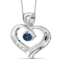 Ackentsclub Blue Diamond Accent Sterling Silver Heart Pendant, 18 “