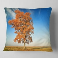 DesignArt Шарено осамено есенско дрво - перница за фрлање фотографии од пејзаж - 16x16