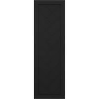 Ekena Millwork 15 W 25 H TRUE FIT PVC SINGE PALLEY HERRINGBONE модерен стил фиксни ролетни за монтирање, црна
