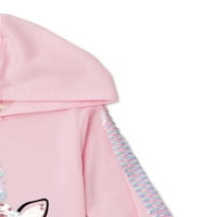 Btween Girls Flip Sequin Graphic Fleece Hoodie и совпаѓање на џогери од руно, сет на облека со 2 парчиња, големини 4-6x