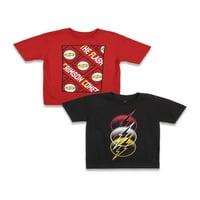 Стрипови The Flash Boys Crimson Comet и 3-лого графички маици, 2-пакувања, големини 4-18