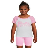 Графичка маица на ракав Барби Девојки Раглан, големини со 4-18