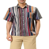 Единствени поволни цени за машка летна летна плажа со кратки ракави за кратки ракави надолу по шарена кошула