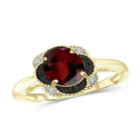 Jewelersclub garnet прстен роден камен накит - 2. Карат гарнет 14к златен сребрен прстен накит со црно -бел