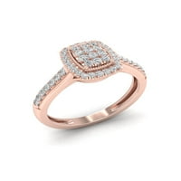 1 3CT TDW Diamond 10K розово злато смарагд облик композитен прстен за ангажман