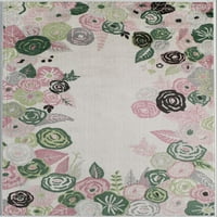 Килими Америка Хана VA35B Кралски цвет розов слонова коска цветна преодна беж област килим, 2'x4 '