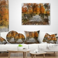 DesignArt Прекрасна акварел есенска шума - пејзаж печатена перница за фрлање - 18х18