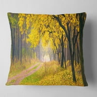 DesignArt светло жолта есенска шума - перница за фрлање фотографии од пејзаж - 16x16