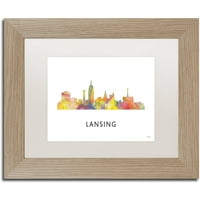 Трговска марка ликовна уметност 'Lansing Michigan Skyline WB-1' Canvas Art by Marlene Watson, White Matte,