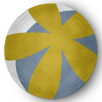5 'круг едноставно Дејзи задебелен цвет модерен и современ килим во областа Ченил, сенф жолта
