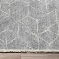Добро ткаени апстрактни Kintsugi модерен геометриски рамен ткаени сиво 5'3 7'3 unreag
