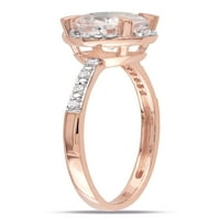 Карат Т.Г.В. Морганит и Карат Т.В. Diamond 10kt розово злато 3-PC ореол прстен, обетки и приврзоци со сет