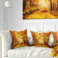 DesignArt жолта есенска шума - пејзаж печатена перница за фрлање - 16x16