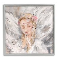 Студената индустрија русокоса ангел со молитвени раце розово цветна круна, 17, дизајн од Деби Кулес