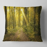 DesignArt Зајдисонце во зелена есенска шума - модерна перница за фрлање шума - 16x16