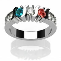 NANA S-BAR W Sides Мајки Ден прстен 1 до мулти-камен-строг подарок со сребрена големина од 8-камен жени од