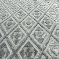 Кралскиот кадифе Брент геометриски дијамантски низок куп килим во затворен простор, сива, 8 '10'