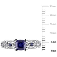 Ctенски КТ Миабела. Создаден сино сафир и дијамантски прстен за ангажман во 10kt бело злато