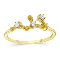 Наталија Дрејк CTTW Дијамант Лео хороскоп прстен за жени во жолто позлатена сребрена големина