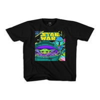 Војна на Starвездите Мандалоријан Детето психоделично слушајте момчиња со кратки ракави, графичка маица, 2-пакет,