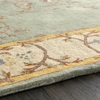 Уметнички ткајачи Цезар граничи со килим, зелена беж, 4 'круг