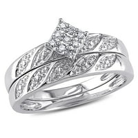 Miaенски Карат Карат Т.В. Поставени прстени за свадбени и ангажмани на сребрени кластери со дијамант