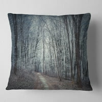 DesignArt Густа сива есенска шумска патека - перница за фрлање фотографии од пејзаж - 18x18