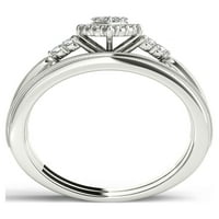 1 2CT TW Diamond Silver Silver Marquise Cluster Halo Bridal Set