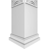 Ekena Millwork 8 W 8'H Craftsman Classic Square Non-Tapered Art Deco Fretwork Column W Prairie Capital & Prairie Base