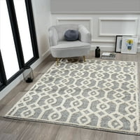 Обединети ткајачи декорах Марфа модерен геометриски акцент килим, крем, 1'10 3