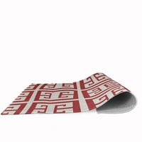 Едноставно Дејзи Грчки клуч во форма на Chenille килим, црвен лигонбери