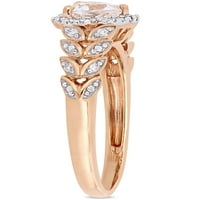 Карат Т.Г.В. Создаден бел сафир и дијамант-акцент 10kt розово злато срце прстен