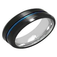 Менс црна и сина IP не'рѓосувачки челик венчален прстен