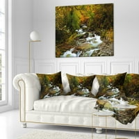 Дизајн на реката што тече во есен - Перница за фотографирање на пејзаж - 18х18