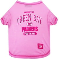 Миленичиња први NFL Green Bay Packers розови маички за кучиња и мачки - лиценцирани - големи
