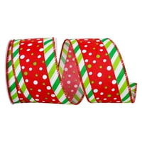 Хартија Кенди Забава Божиќни точки со повеќе бои полиестерска лента, 10yd 2,5in, 1 пакет