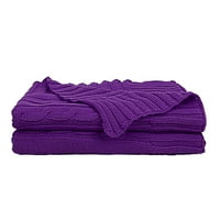 Единствени поволни цени памучен кабел плетено фрлање ќебе виолетова 30 39