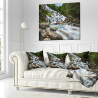 DesignArt White Mae Ya водопад пејзаж - Фотографија фрлајте перница - 16x16